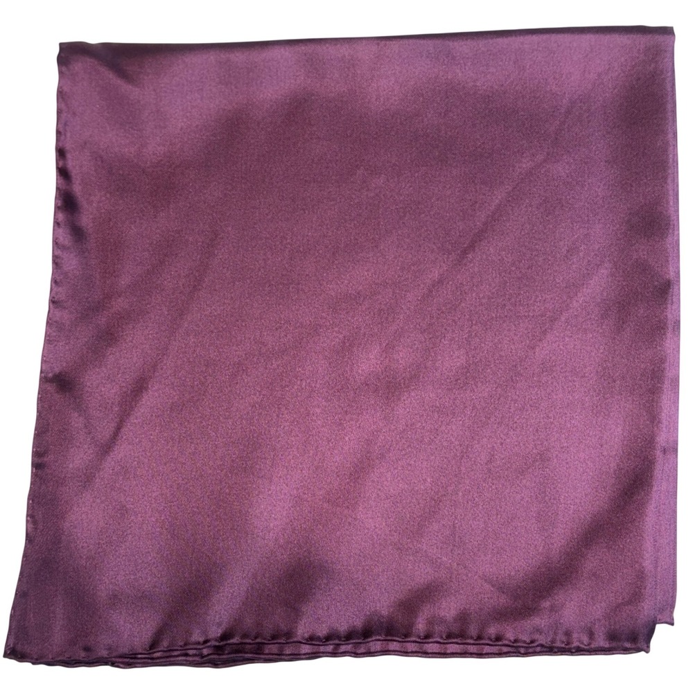 Ashear Mens Hand Rolled Silk Pocket Square 19x19 Burgundy Plum Twill
